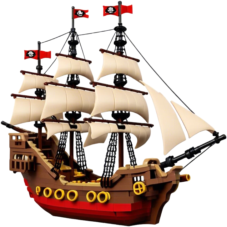 Pirate Ship (Toy) - Lego Pirate Ship (Model Year: 2021) (Iconic colour: Brown with red sails) emoji