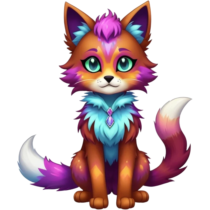 Multicolored Vibrant edgy gothic Falvie-Fionbri-creature-sparkle-feline-fursona, full body, with random markings emoji