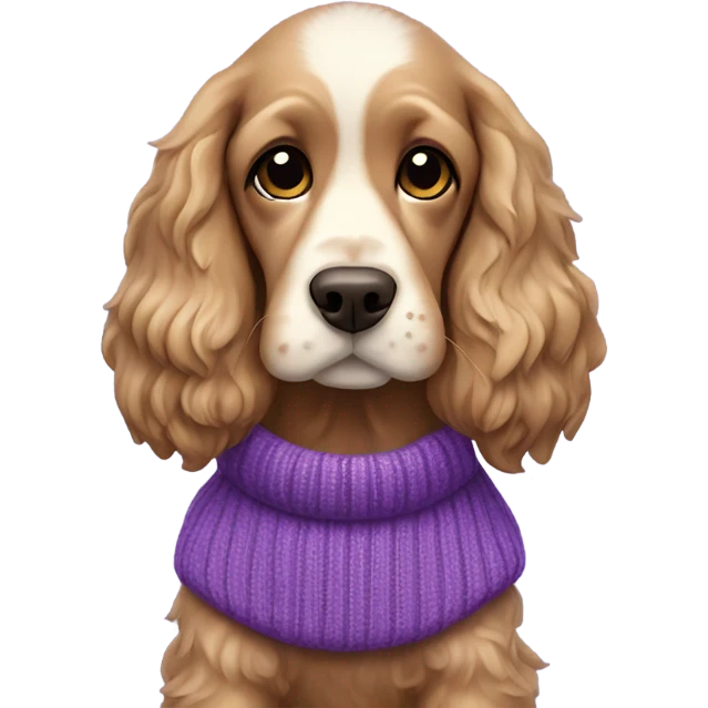 Cocker spaniel in purple sweater emoji