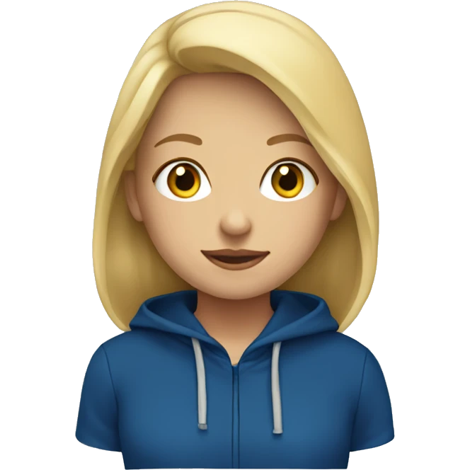 blonde girl in deep blue hoodie  emoji