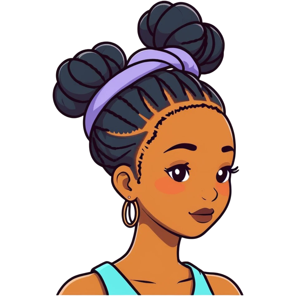 Black girl with long Locs twisted into a bun emoji