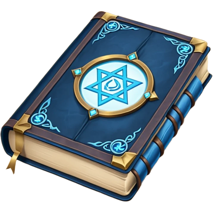 Spell Book – Old leather book with glowing runes and bookmarks emoji