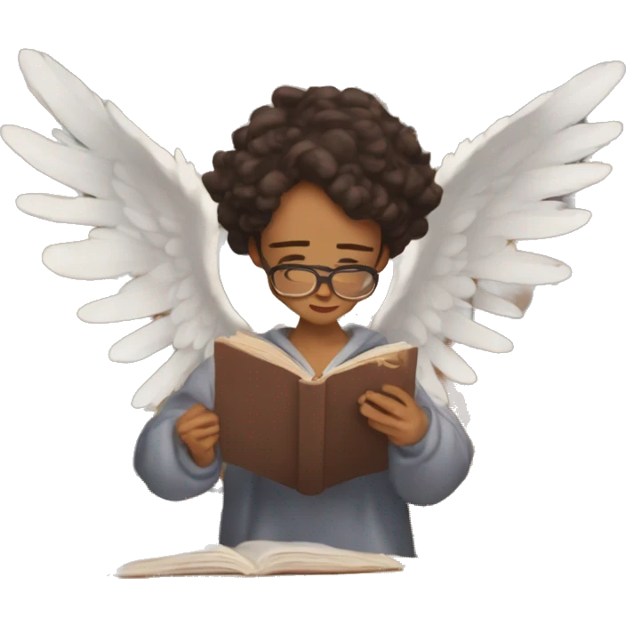 Library book bookworm academia aesthetic angel with broken wing damaged wing torn wing  emoji