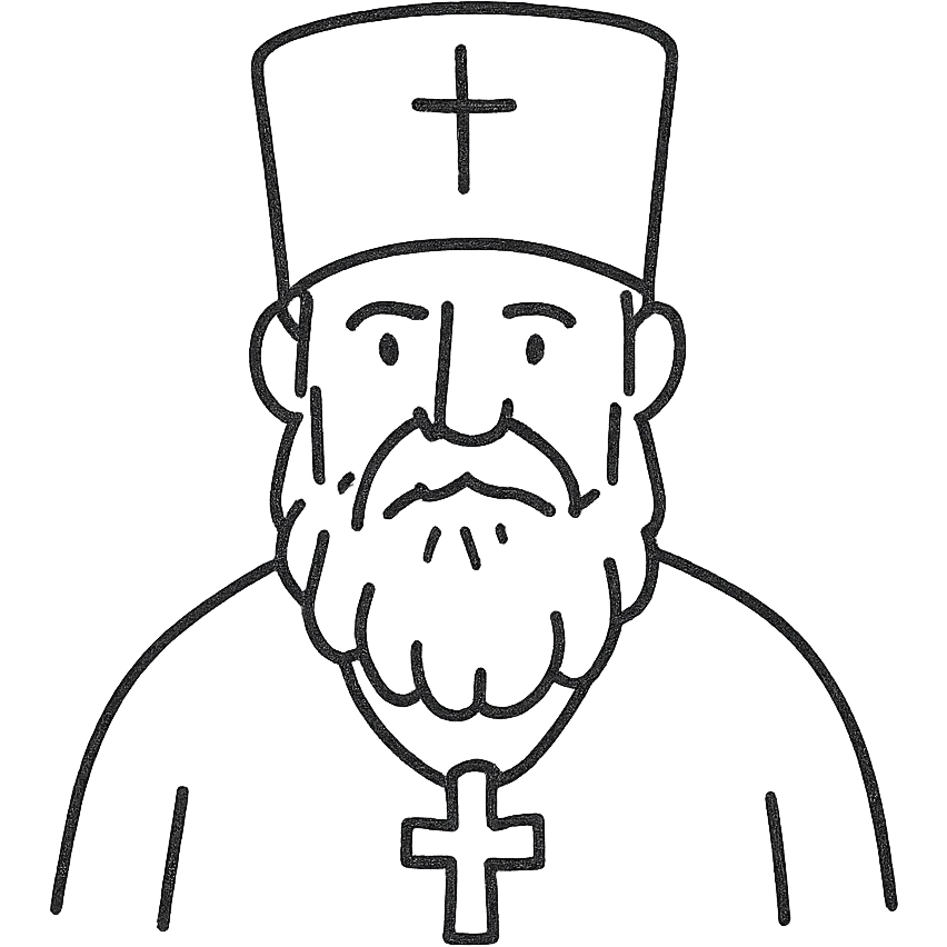 Orthodox pope, hand drawn icon with no fill and black outlines emoji