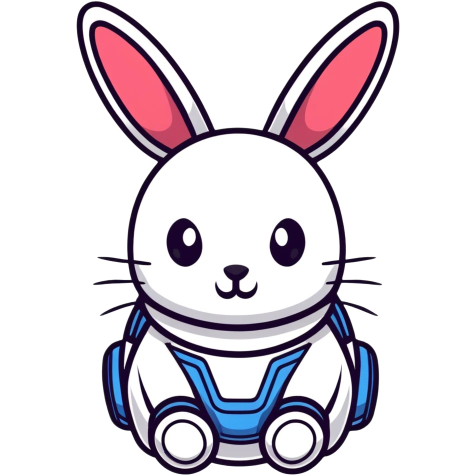 happy futuristic rabbit robot face, only the face emoji