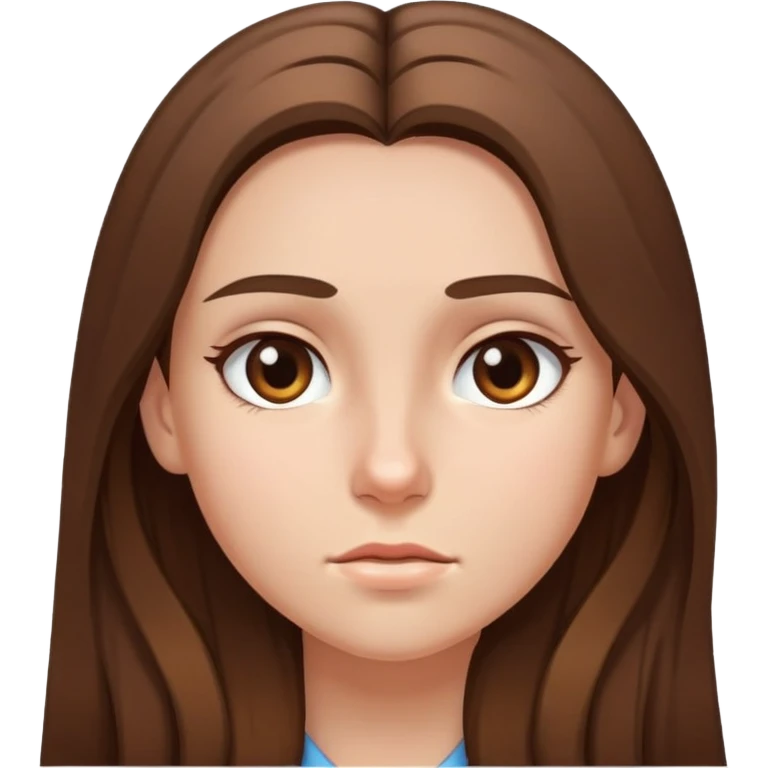 girl with long brown hair and sweat on her forehead emoji