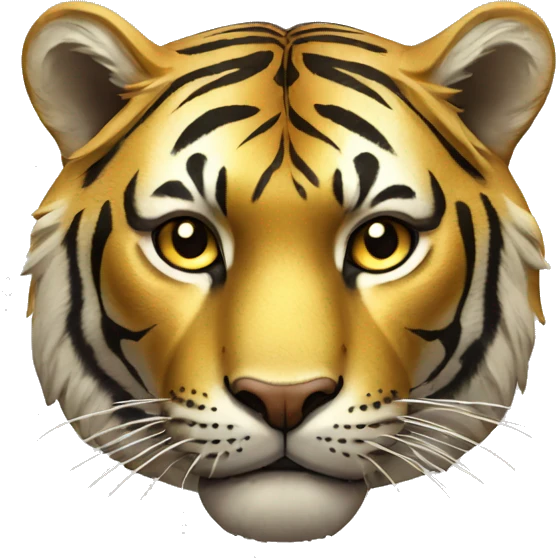 Tigre dourado com coroa de rei na cabeça  emoji