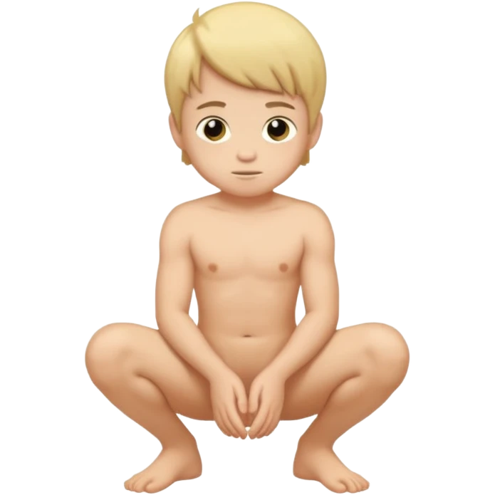 Kid boy    gay naked squatting emoji