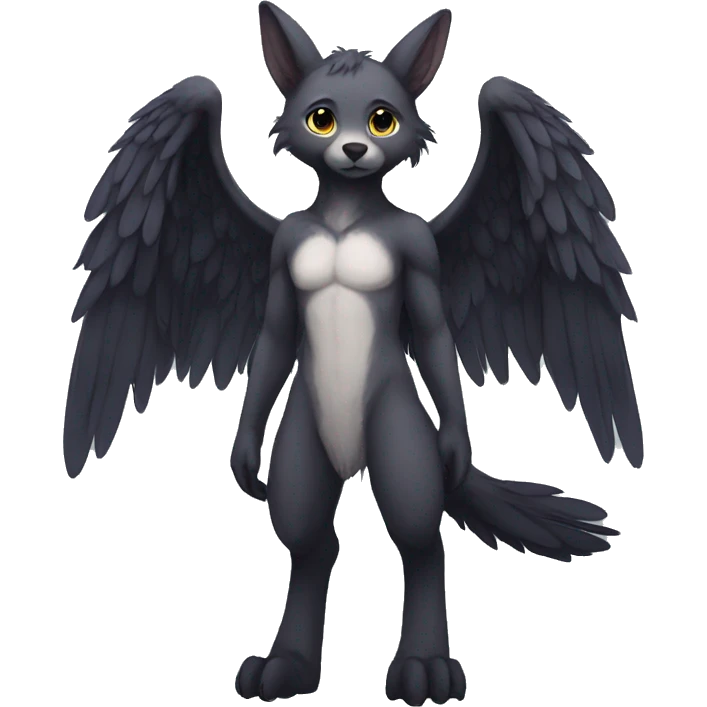 Anthro shy cute winged animal hybrid full body emoji