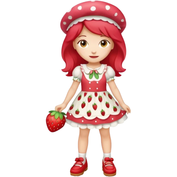 pretty and cute realistic modern day strawberry shortcake full body with red shoes emoji emoji