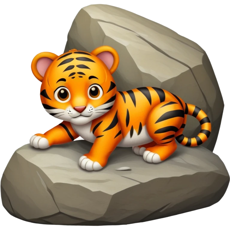 baby tiger climbing a rock emoji