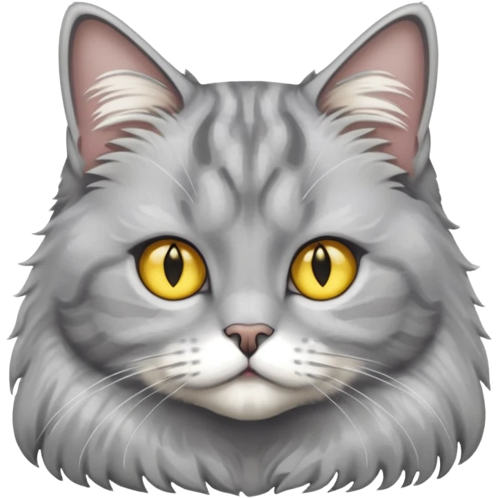 grey fluffy british long hair cat with yellow eyes cuteer  emoji