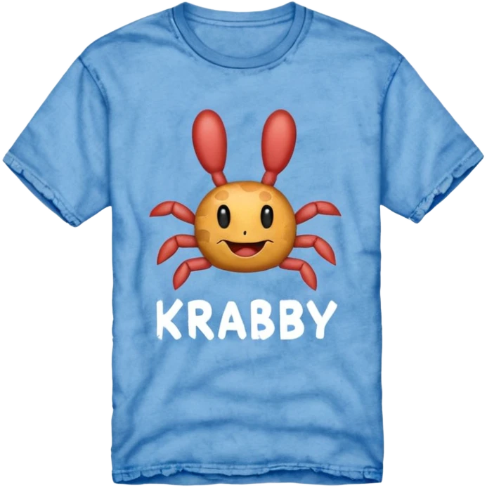 Blue shirt with the text I love KRABBY. And the shirt has holes emoji