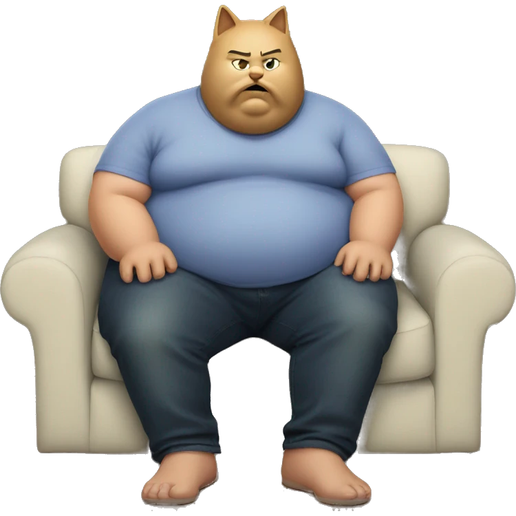Fat man with cat head on the couch emoji