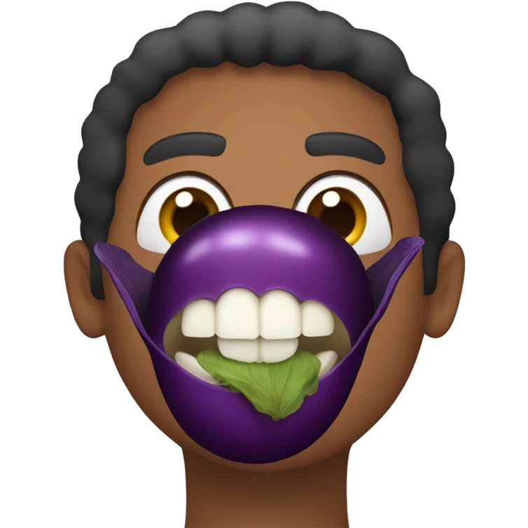 Egg plant in mouth emoji