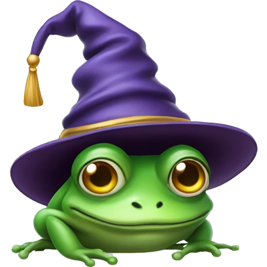 Wise old frog in a wizard hat emoji