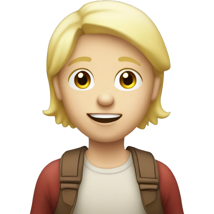 talking blond child with speech bubble near emoji