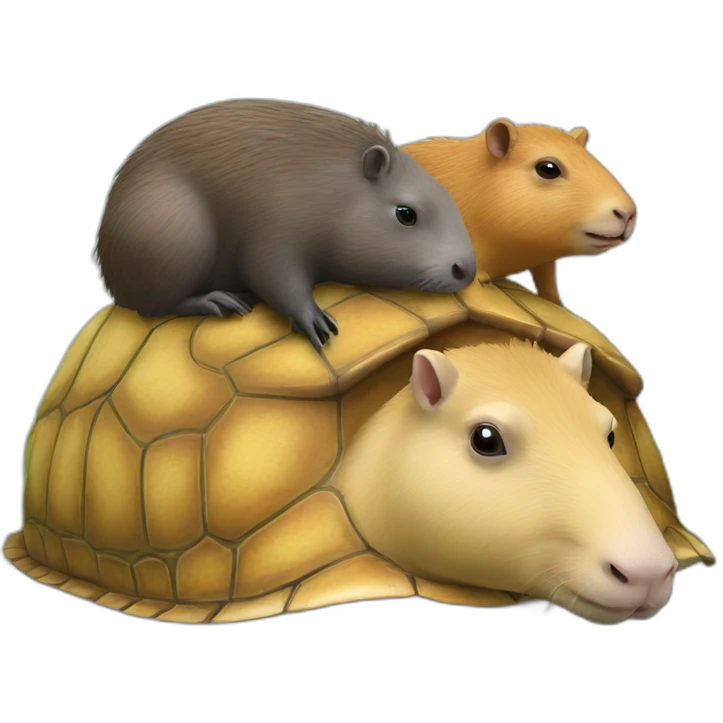 two capybaras on a turtle emoji