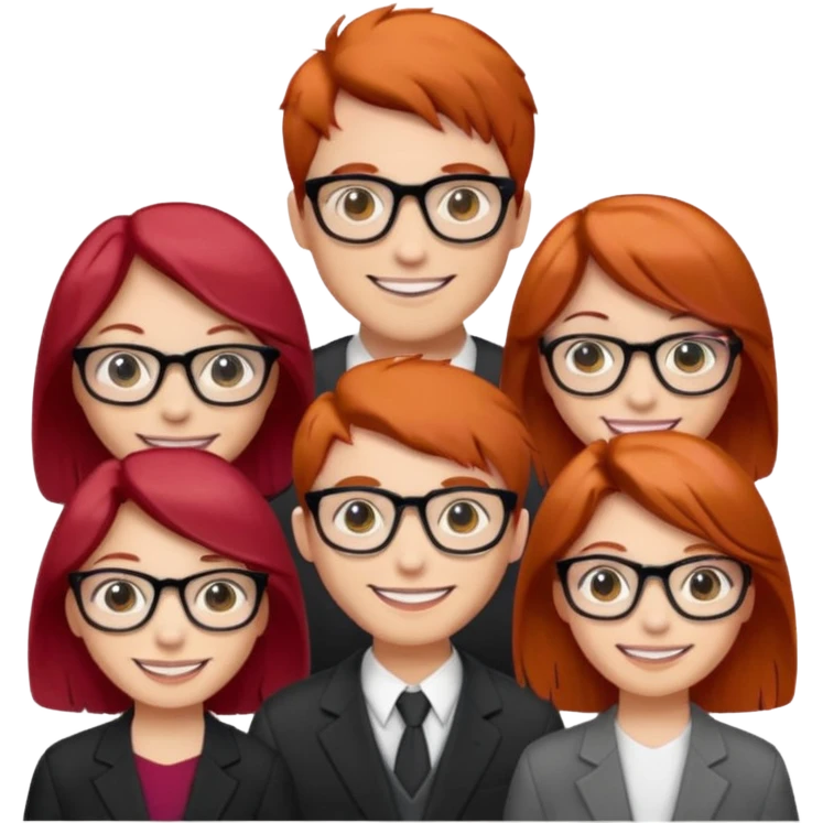 red-haired people wearing glasses emoji