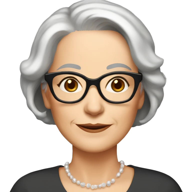 70 years old girl
Short brown hair with bob styling
light skin small
glasses with refined frame
Brown eyes with cat eye liner emoji