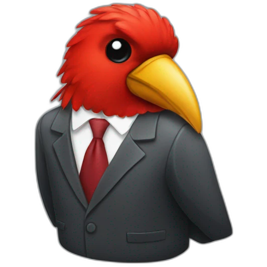 Red bird wearing a suit emoji