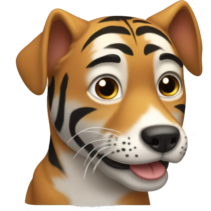 Un perro hablando con un tigre emoji