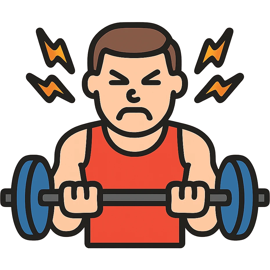 a sportsman is making a great effort lifting weights experiensing the pain emoji