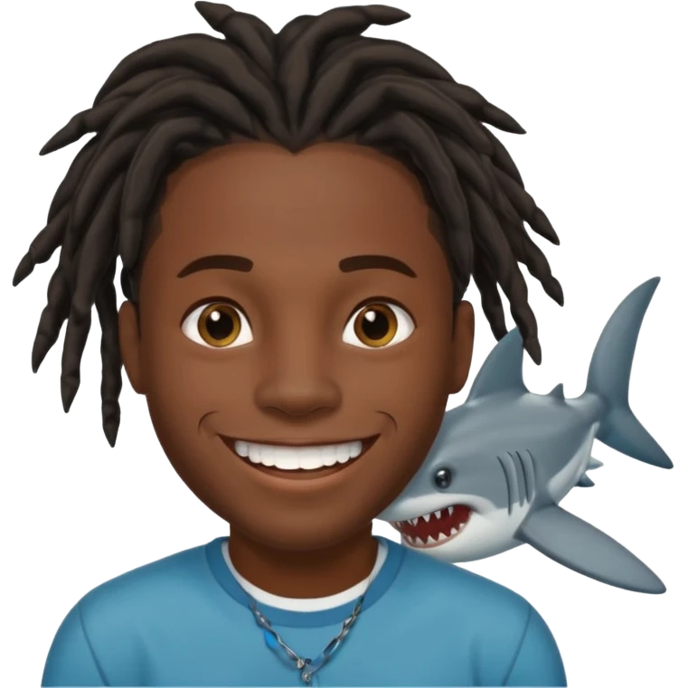 Dark skin black male with locs and shark bite piercings emoji