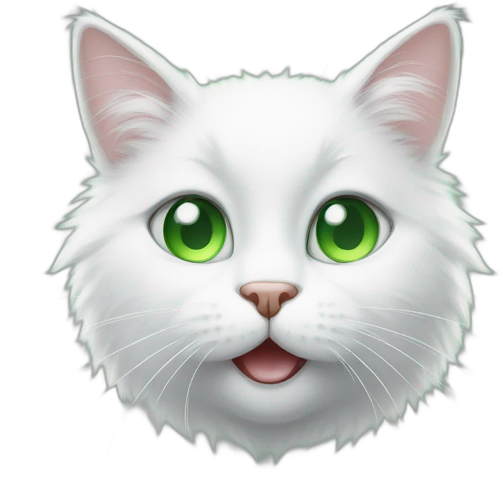 Fluffy White cat with big Green eyes begging emoji