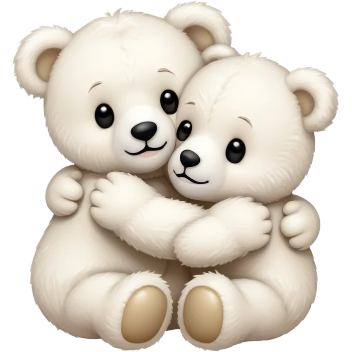 Happy White teddy bears hugging emoji