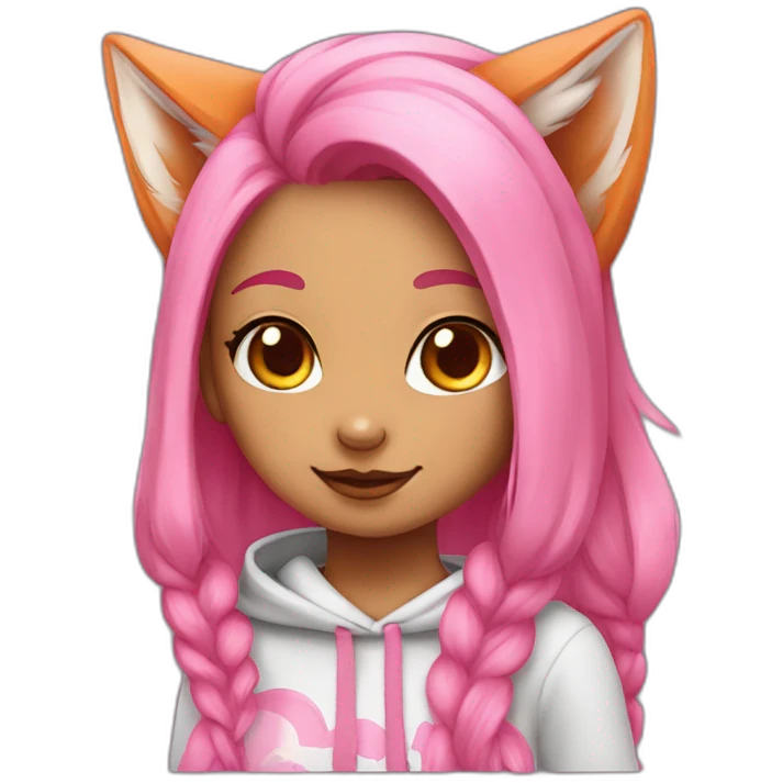 fox girl withpinkhair emoji