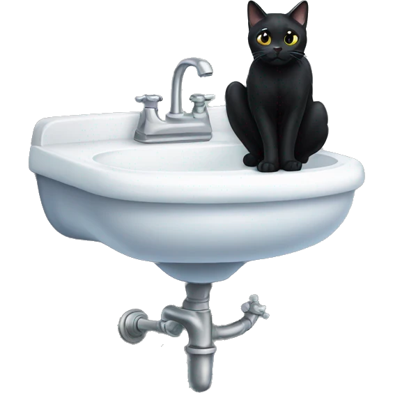 Black cat standing on a sink emoji