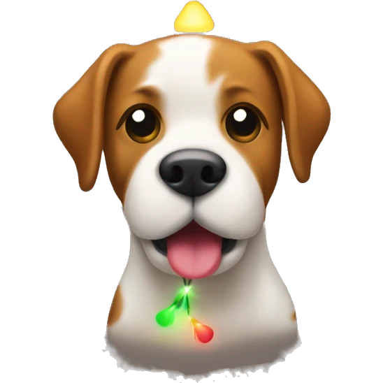 Dog pooping Christmas lights emoji