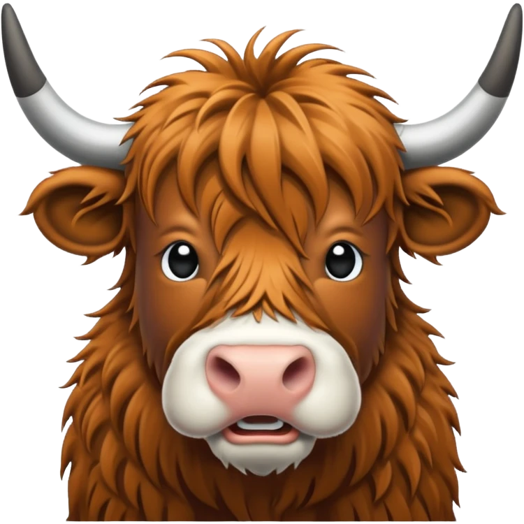 black and white line art highland cow emoji