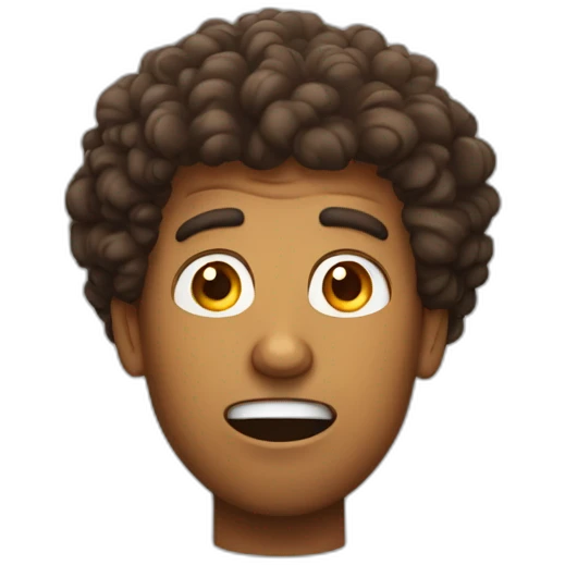 A brown guy with big curly hair surprised eyes out open mouth mind blowing emoji