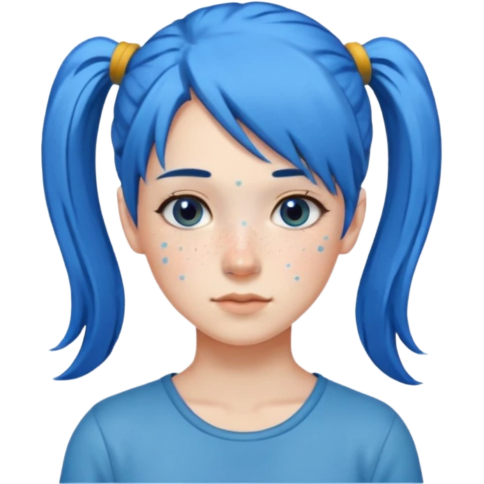 chica con pelo azul colita de costado emoji