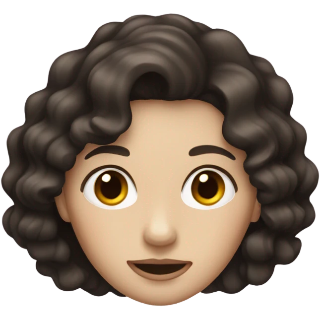 pale woman with very dark brown wavy hair emoji