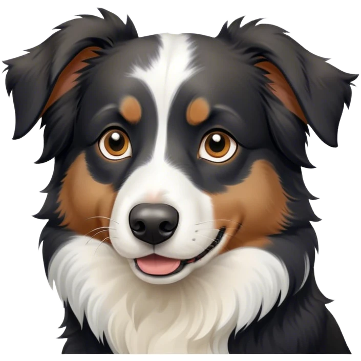 black and white australian shepherd with long nose and fluffy chest emoji
