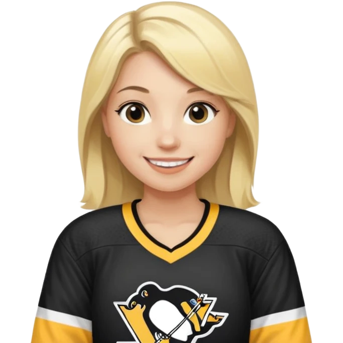 Girl blonde with hockey jersey pittburgh penguins emoji