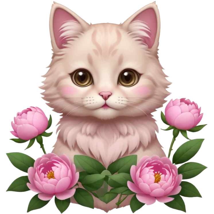 Cute cat Handing pink peonies emoji