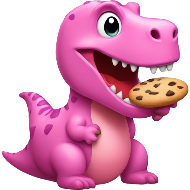 pink dinosaur eating cookie emoji