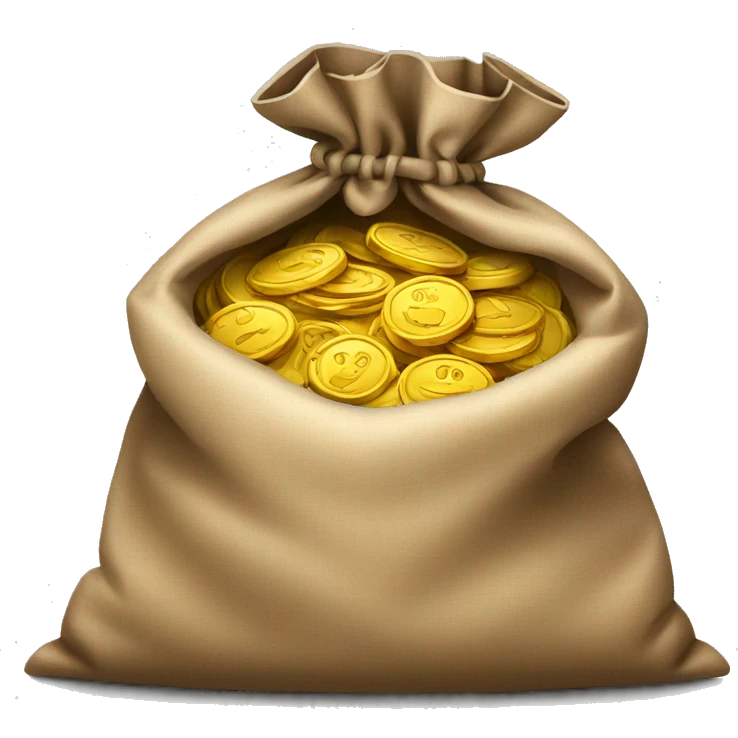 old open bag full of coins emoji