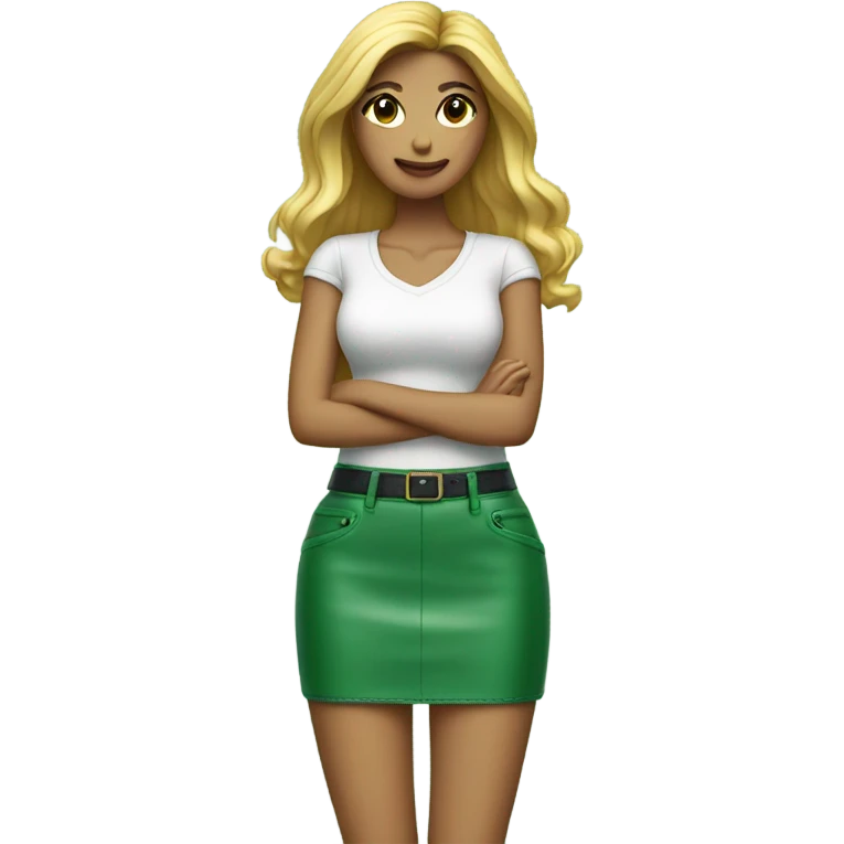 Green leather mini skirt isolated emoji