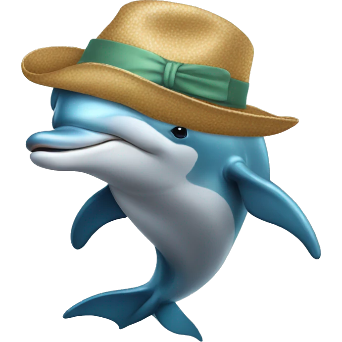 Dolphin wearing hat emoji