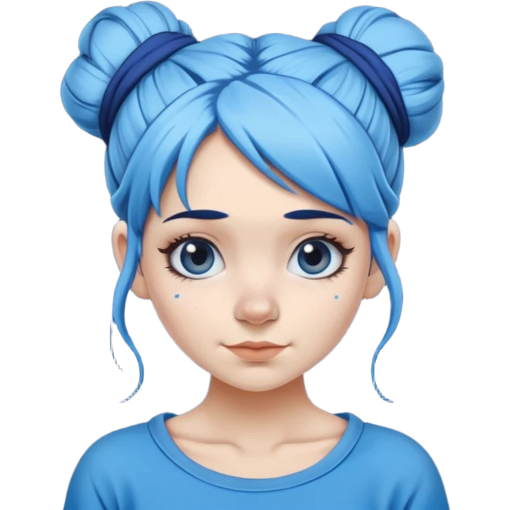 Female Smurf with dark sky blue hair long hair in a messy bun emoji