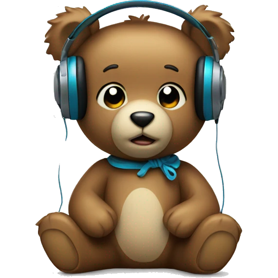 teddy bear wearing headphones emoji