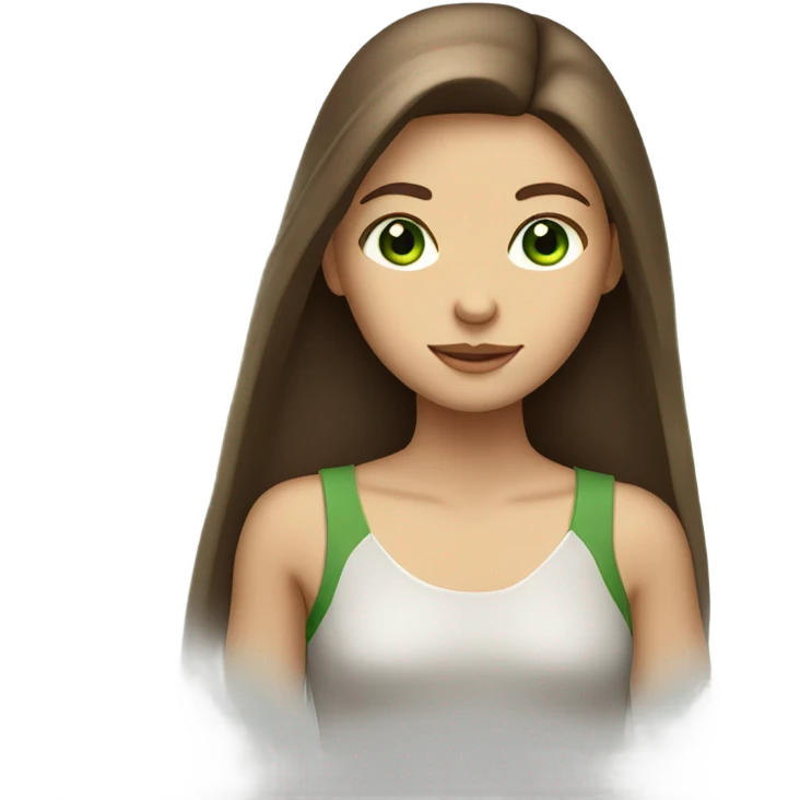 Girl with brown long straight hair and green eyes  emoji