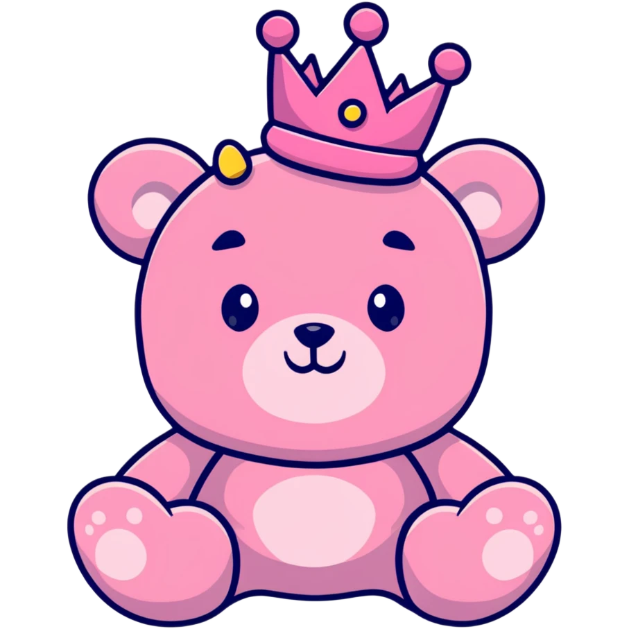 Pink teddy bear with a crown in her head emoji