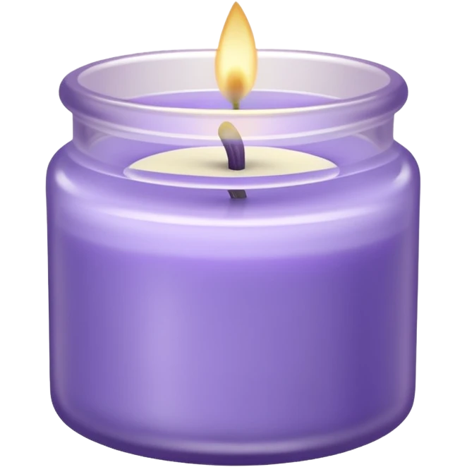 Lavender candle – purple wax in frosted glass jar with lavender flower inside emoji