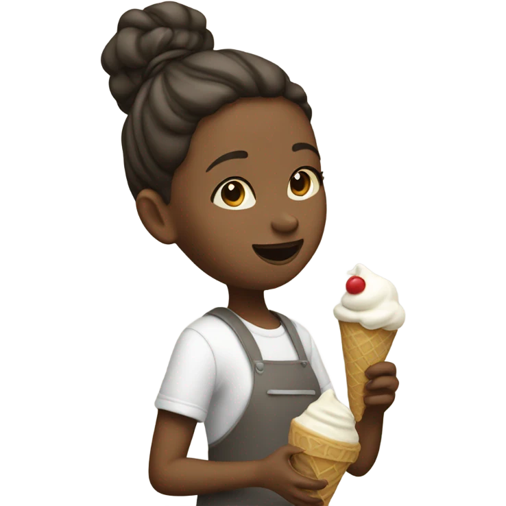 Girl picking up white ice cream emoji